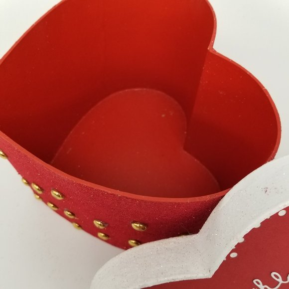 LARGE SPARKLY HEART GIFT BOX WITH GLITTER ROSES 8" - Picture 6 of 7